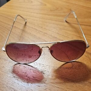 Vintage Rose Gold Aviators with Pink Lenses